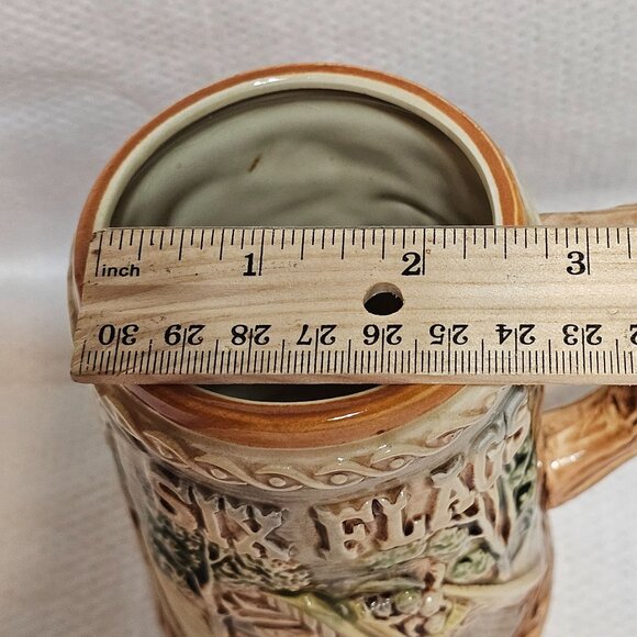 Vtg Six Flags Beer Stein Mug Log Flume Train & Car 3D Embossed Design Japan - Picture 12 of 12